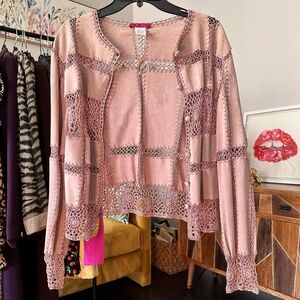 IDI by Matthew Leather Crochet Jacket – Light Purple Pink, Size Small